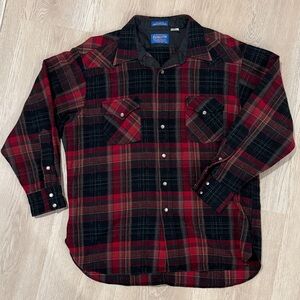 Pendleton Plaid Red and Black Button-Down Shirt